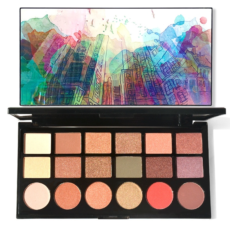 Wholesale Supplier 18 Colors High Quality With Mirror Vegan Luxury Matte Mica Pearly Sequin Shimmer Eye Makeup Eyeshadow Palette