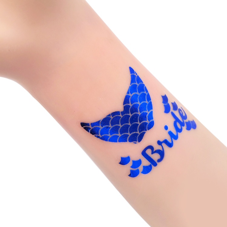 Cheap Factory Wholesale Custom Hens Party Dark Blue foil Wedding Team Bride Temporary Waterproof Water Transfer Tattoo Sticker