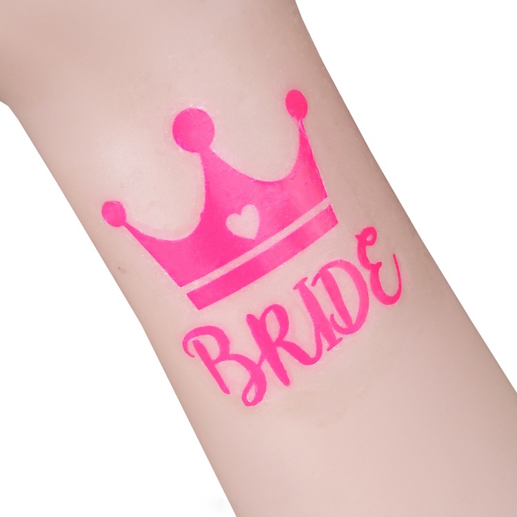 Factory Custom Sticker Wedding Bachelorette Hens Party Neon pink Team Bride Temporary Waterproof Water Transfer Tattoo Sticker