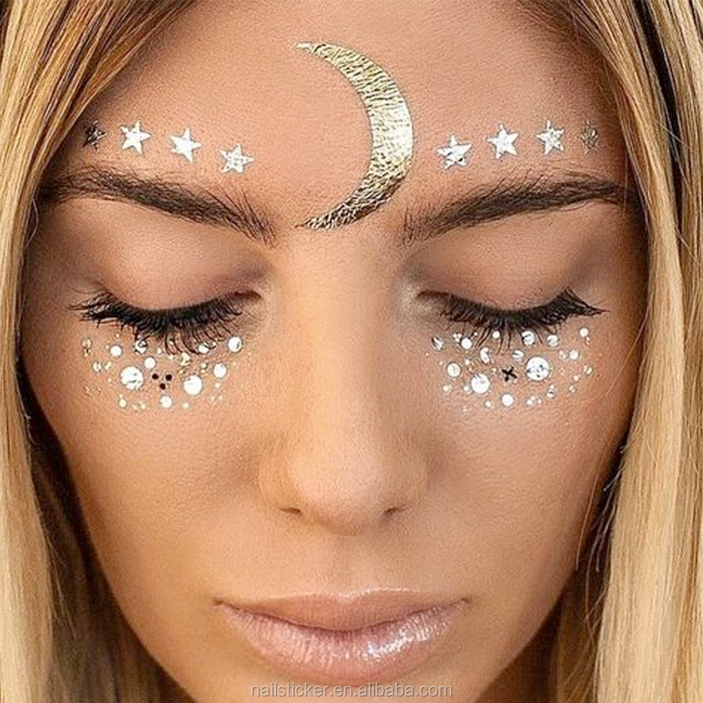 Low Price Factory Wholesale Professional Custom Party Waterproof Face Temporary Silver Tattoo Sticker Blocked Eye freckle tattoo